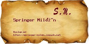Springer Milán névjegykártya